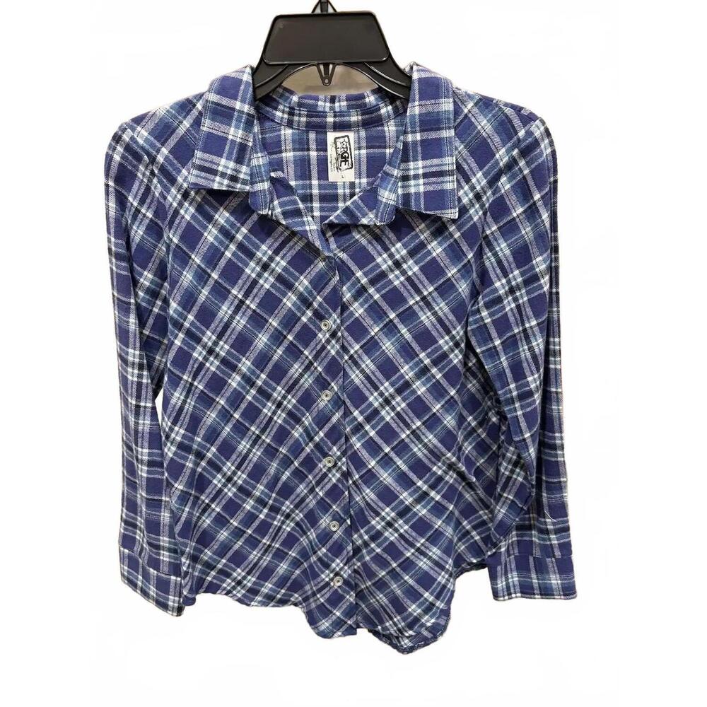 NEW ERGE girls plaid top in royal navy